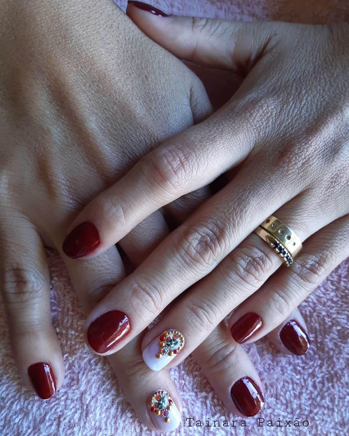 Bridal Nail Art - Classic Red/Maroon